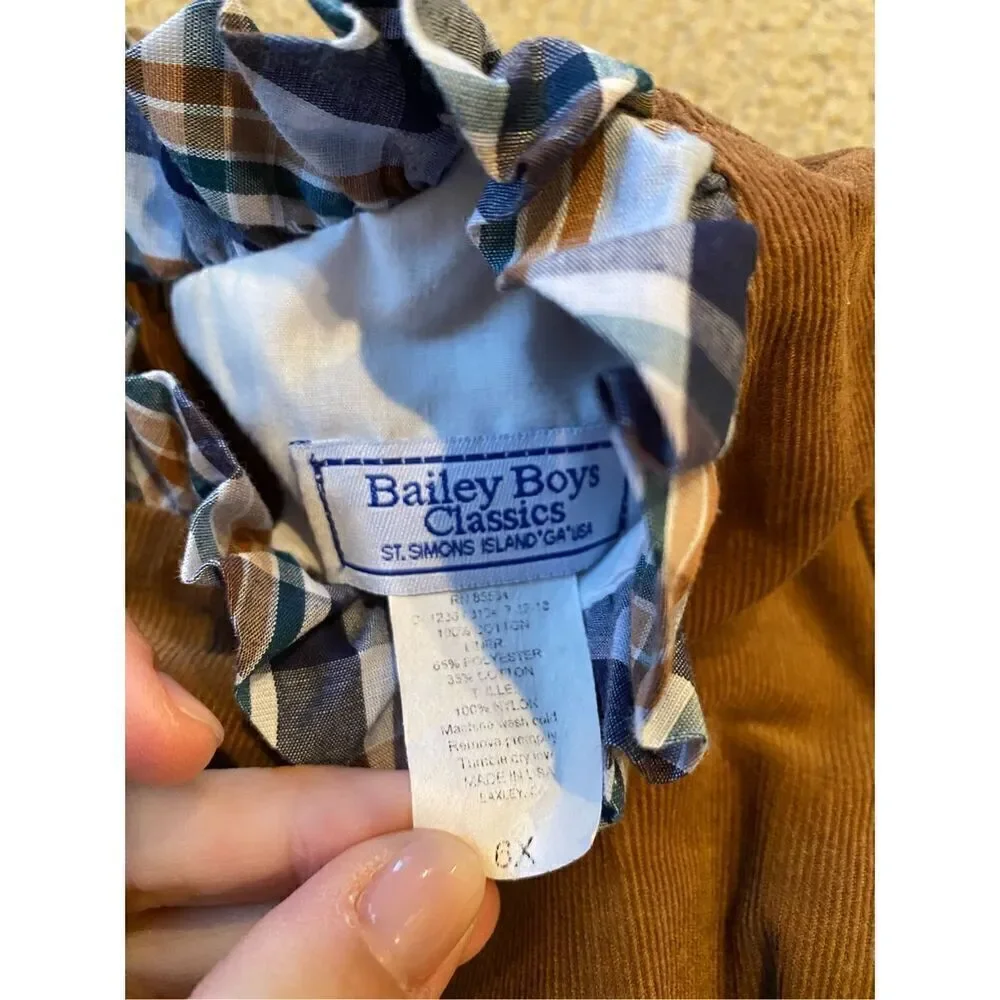 Bailey Boys 6x girls fine wale cord dress ruffles bow